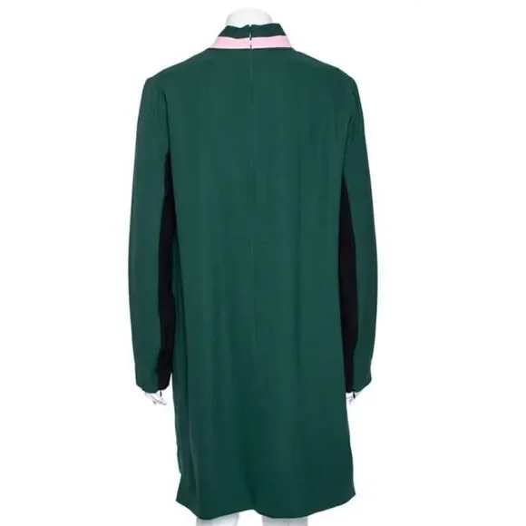 Burberry Ladies Long-sleeve Silk Wool Shift Dress Green US 0 NEW - Picture 4 of 11